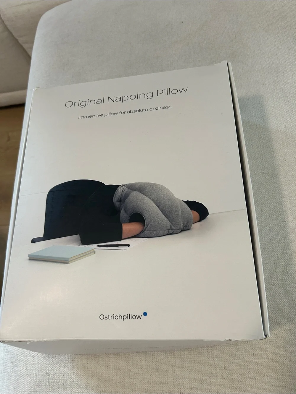 OSTRICHPILLOW Original Napping Pillow, Blue/Grey, NWT